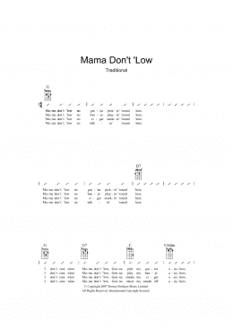 page one of Mama Don't 'low (Ukulele Chords/Lyrics)