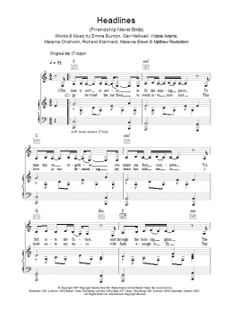 page one of Headlines (Friendship Never Ends) (Piano, Vocal & Guitar Chords)