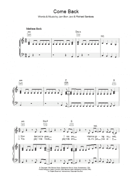 page one of Come Back (Piano, Vocal & Guitar Chords)