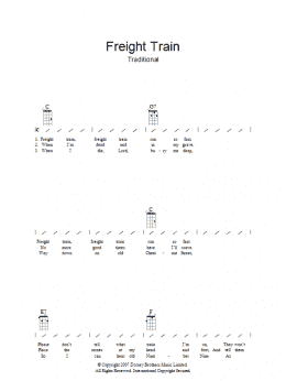 page one of Freight Train (Guitar Chords/Lyrics)