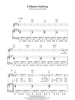 page one of It Means Nothing (Piano, Vocal & Guitar Chords)