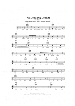 page one of The Drover's Dream (Lead Sheet / Fake Book)
