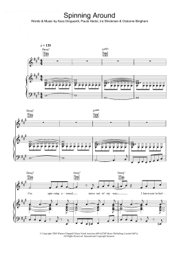 page one of Spinning Around (Piano, Vocal & Guitar Chords)