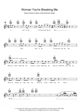 page one of Woman You're Breaking Me (Lead Sheet / Fake Book)