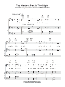 page one of The Hardest Part Is The Night (Piano, Vocal & Guitar Chords)