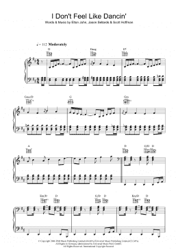 page one of I Don't Feel Like Dancin' (Piano, Vocal & Guitar Chords)