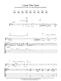 page one of I Love This Town (Guitar Tab)