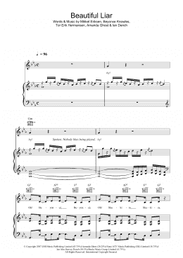 page one of Beautiful Liar (Piano, Vocal & Guitar Chords)