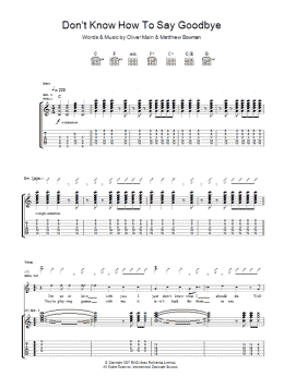 page one of Don't Know How To Say Goodbye (Guitar Tab)