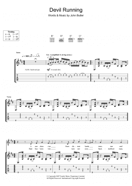 page one of Devil Running (Guitar Tab)
