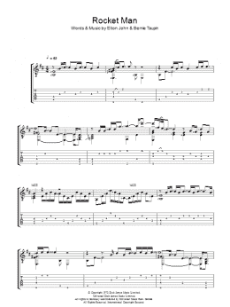 page one of Rocket Man (I Think It's Gonna Be A Long Long Time) (Guitar Tab)
