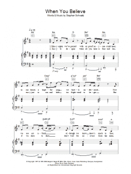 page one of When You Believe (Piano, Vocal & Guitar Chords)