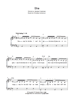 page one of She (Easy Piano)