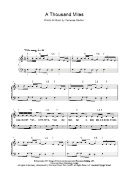 page one of A Thousand Miles (Easy Piano)