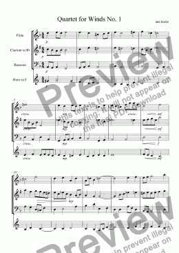 page one of Quartet for Winds No. 1