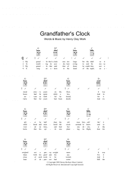 page one of Grandfather's Clock (Ukulele Chords/Lyrics)