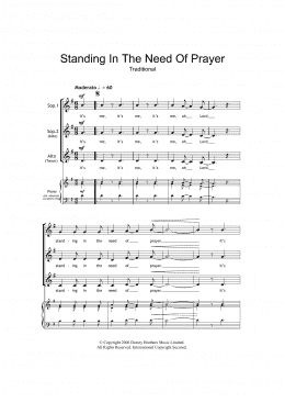 page one of Standing In The Need Of Prayer (arr. Barrie Carson Turner) (SSA Choir)