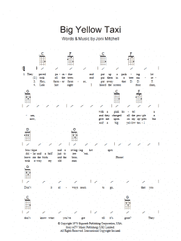 page one of Big Yellow Taxi (Ukulele Chords/Lyrics)