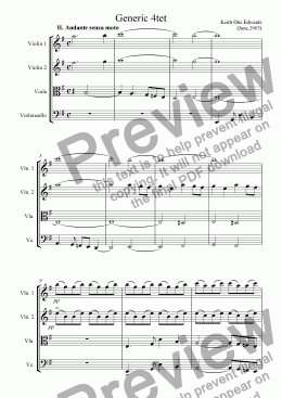 page one of String Quartet in D - 2. Andante