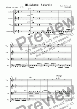 page one of String Quartet in D - III. Scherzo - Saltarello