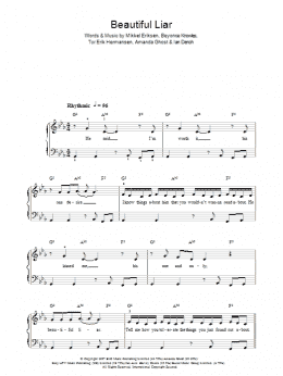 page one of Beautiful Liar (Easy Piano)