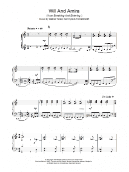 page one of Will And Amira (from Breaking And Entering) (Piano Solo)
