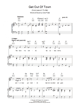 page one of Get Out Of Town (Piano, Vocal & Guitar Chords)