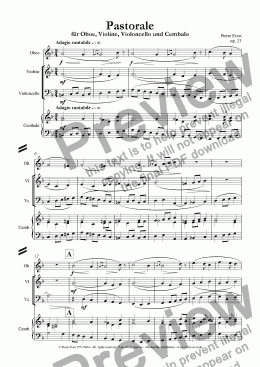 page one of Pastorale - for Oboe, Violin, Cello and Harpsichord op. 23