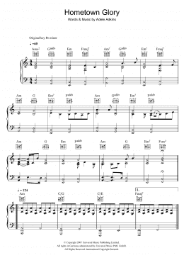 page one of Hometown Glory (Piano, Vocal & Guitar Chords)