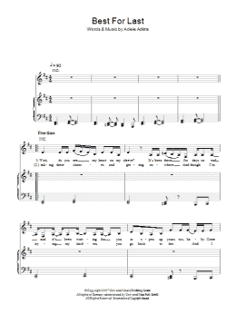 page one of Best For Last (Piano, Vocal & Guitar Chords)