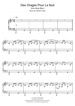 page one of Des Orages Pour La Nuit (from Betty Blue) (Piano Solo)