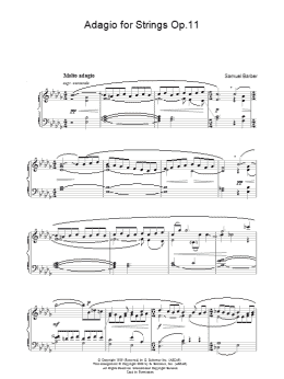 page one of Adagio For Strings Op.11 (Piano Solo)