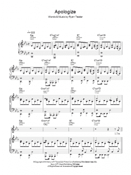 page one of Apologize (Piano, Vocal & Guitar Chords)