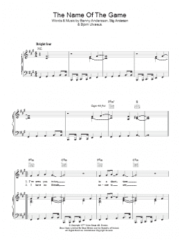 page one of The Name Of The Game (Piano, Vocal & Guitar Chords)