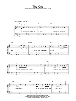 page one of The One (Easy Piano)