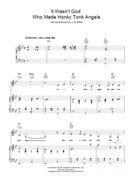 page one of It Wasn't God Who Made Honky Tonk Angels (Piano, Vocal & Guitar Chords)