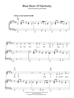 page one of Blue Moon Of Kentucky (Piano, Vocal & Guitar Chords)