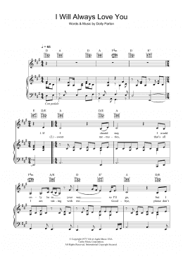 page one of I Will Always Love You (Piano, Vocal & Guitar Chords)