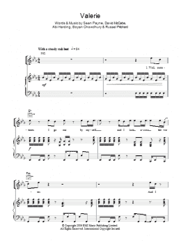 page one of Valerie (Piano, Vocal & Guitar Chords)