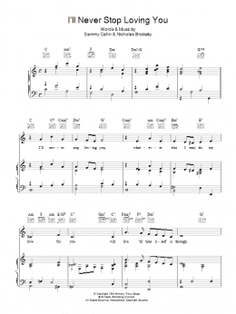 page one of I'll Never Stop Loving You (Piano, Vocal & Guitar Chords)