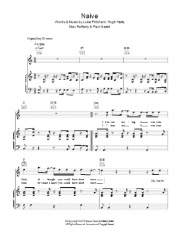 page one of Naive (Piano, Vocal & Guitar Chords)
