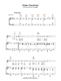 page one of Mister Sandman (Piano, Vocal & Guitar Chords (Right-Hand Melody))