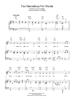 page one of Too Marvellous For Words (Piano, Vocal & Guitar Chords)