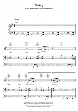 page one of Mercy (Piano, Vocal & Guitar Chords)