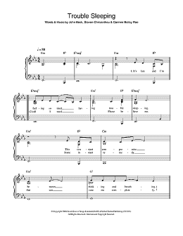 page one of Trouble Sleeping (Easy Piano)