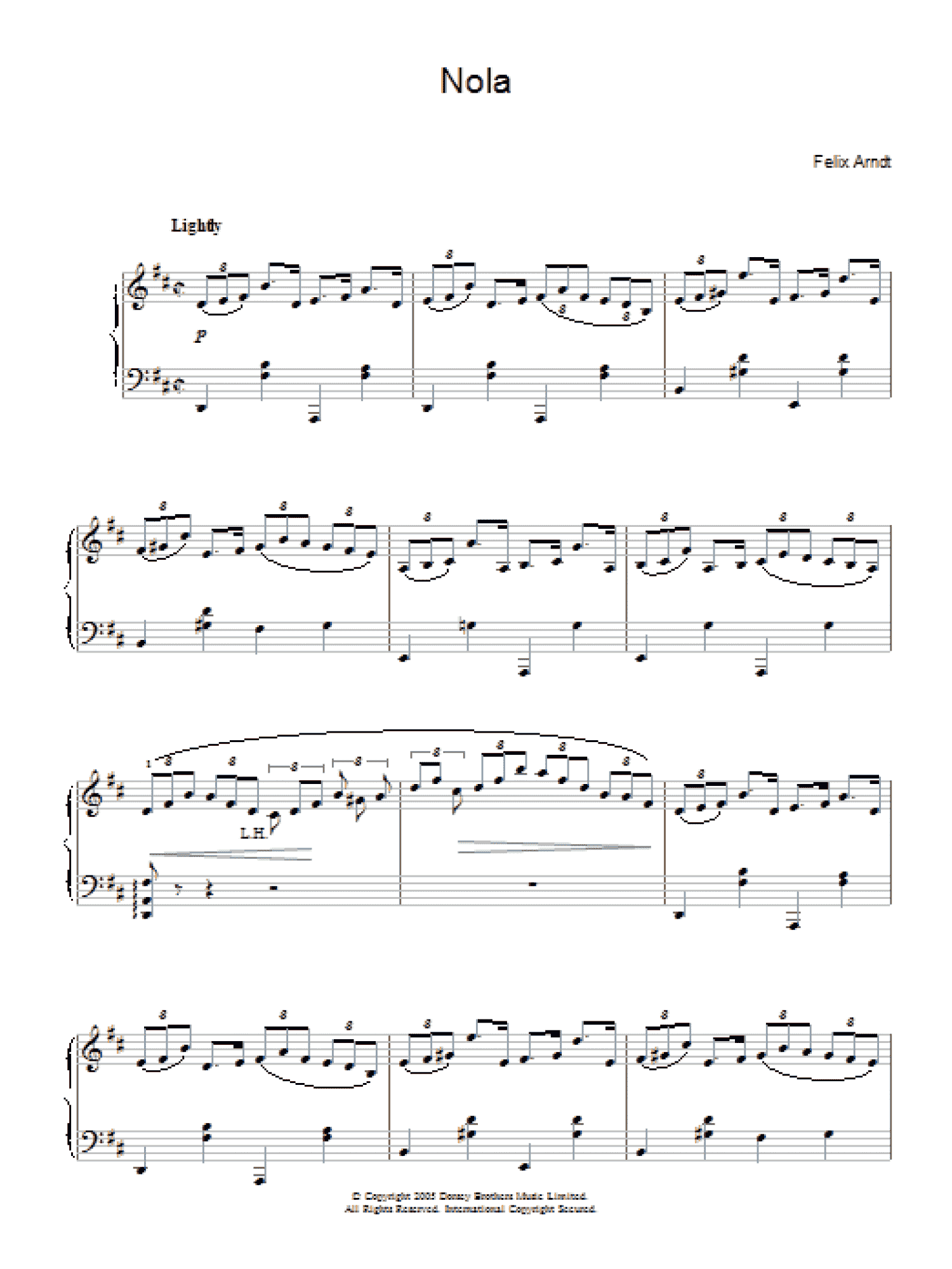 Nola (Piano, Vocal & Guitar Chords)