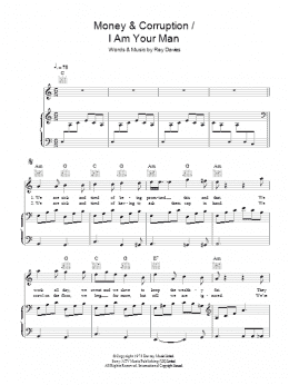 page one of Money & Corruption / I Am Your Man (Piano, Vocal & Guitar Chords)