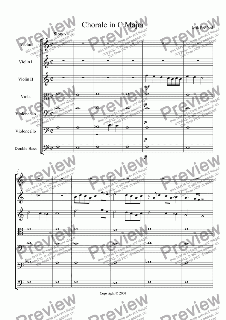 page one of Chorale in C Major