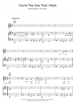page one of You're The One That I Want (from Grease) (Piano, Vocal & Guitar Chords)