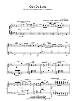 page one of Clair de Lune (arr. Olivier Toussaint & Gerard Salesses) (Piano Solo)